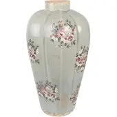 Clayre & Eef Vaas Ø 17x28 cm Grijs Keramiek Bloemen