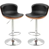 HOMCOM HOMdotCOM Barkruk met voetsteun, set van 2, zwart