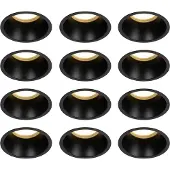 QAZQA Set van 12 inbouwspots zwart GU10 70mm IP44 - Dept