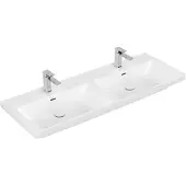 Villeroy & Boch Wastafel Subway 3.0 Dubbele Wasbak Met CeramicPlus 2 Kraangaten Met Overloop 130x47x16.5 cm Wit Alpin