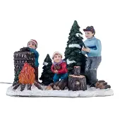 Intratuin Kerstdorpminiatuur Houthakker En Kampvuur Met LED Verlichting H 8 Cm