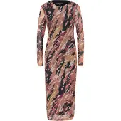 Comma Jurk cappuccino / watermeloen rood / zwart / wit