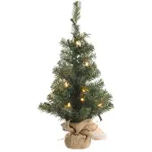 Everlands Mini Kunstkerstboom 90cm Met LED & Jute Groen groen PVC