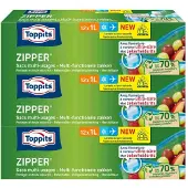 Toppits 3x Zipper Multi-functionele Zakken 1 Liter 12 Stuks