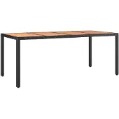 vidaXL Tuintafel met houten blad poly ratten en acaciahout zwart