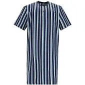 Hajo Nachtmode Hajo Nachthemd Korte Mouw | Verticale Lime Strepen - blauw