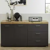 Emob Dressoir Enso 2 deuren & 3 lades - antraciet/eik