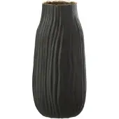 J-Line Vaas inkepingen glas zwart/goud medium