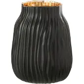 J-Line Vaas inkepingen glas zwart/goud small