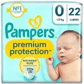 Pampers Premium Protection Maat 0, Luiers x22, <3kg