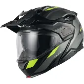NEXX X.Lifecountry Terra, opklapbare helm ,Mat Zwart/Grijs/Neon-Geel ,M