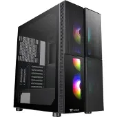 Thermaltake CA-1W1-00M1WN-01 Midi-tower PC-behuizing Zwart 3 voorgeïnstalleerde LED-ventilators, LCS-compatibel, Zijvenster, Geschikt voor DIY-waterkoeling,