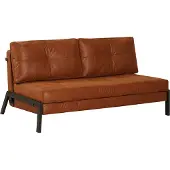 Livin24 Slaapbank 2 persoons Mikko cognac eco-leer