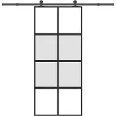 vidaXL Schuifdeur met beslag 90x205 cm gehard glas en aluminium