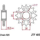 JT Sprockets 525 Ru Jtf405.20rb Steel&rubber Voortandwiel