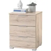 Pol-Power bijzetmeubel nachtkastje 3 laden materiaal hout decoratief folie 46x61x42 cm