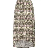 Studio Untold - Dames - Midirok A-lijn grafische print elastische tailleband - Palmboomgroen - Maat 46+