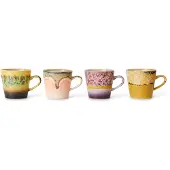 HK Living 70's keramiek Americano mok 4-pack 26 cl Radiant