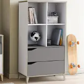 CBA Boekenkast Gerry-lichtgrijs/mat wit/Kronberg eik