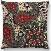 Cusco Mandala kussenhoes Red Curly – DUBBELZIJDIG BEDRUKT - Soft Touch – 45x45 cm