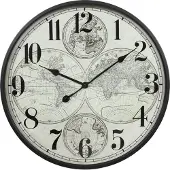 Countryfield Wandklok World metaal L6B60H60CM wit/zwart