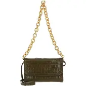 Coccinelle Leren Schoudertas Wyrna Croco Shiny Soft Crossbody Bag Loden Olijfgroen
