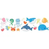 Crearreda Muursticker Sea Animals Junior Vinyl 16 Stuks