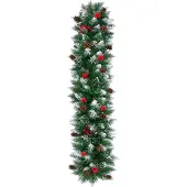 Springos Kerstslinger | 110 cm | Dennenappels | Lijsterbes | Sneeuw | Groen