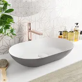 Mondiaz ONNI Waskom solid surface 55cm kleur DarkGrey / Talc
