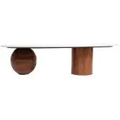 Sissy-Boy Houten koffietafel met marmer blad en asymmetrisch onderstel