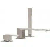 Tres Badrandkraan Cuadro Exclusive met Handdoucheset Rechte Uitloop 18 cm RVS