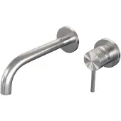 Brauer Brushed Carving inbouw wastafelmengkraan met gebogen uitloop en rozetten model A1 RVS geborsteld PVD