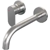 Brauer Inbouw wastafelmengkraan brushed edition coldstart gebogen uitloop platte hendel links geborsteld rvs pvd met rozetten