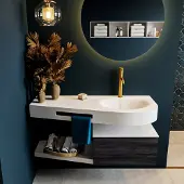 Mondiaz Riva badmeubel 120cm Antracite met 1 lade en wastafel rechts 1 kraangat Talc