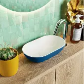 Mondiaz POOLE solid surface opzetkom kleur Jeans | Talc. Afmeting 30x18x8cm