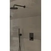 Hotbath Cobber IBS23 inbouw regendoucheset met staafhanddouche aan houder en 20cm ronde hoofddouche aan 40cm wandarm chroom