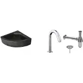 Wiesbaden Fonteinpack natuursteen hoek 30x30x10 cm chroom