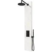 Brauer Edition Douchepaneel Marmerlook Calacatta Gold - Kranen Mat Zwart - Messing - Kranen, Douchekranen, Douchesets, Inbouw Douchesets - Kranen, Douchekranen, Douchesets, Inbouw douchesets