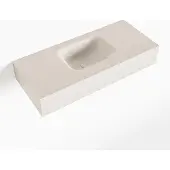 Mondiaz lex linen vrijhangende solid surface wastafel 70 cm. Positie wasbak midden