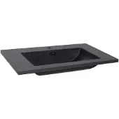 Sanilux Wastafel Quartz Classic 80x47x3 cm Quartz Mat Zwart (1 kraangat)
