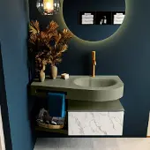 Mondiaz Riva badmeubel 100cm Carrara met 1 lade en wastafel rechts 1 kraangat Army
