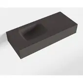 Mondiaz lex dark_grey vrijhangende solid surface wastafel 70 cm. Positie wasbak links