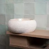 Loutro Waskom rocky s rond 25x25x12 cm marmer sand