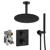 Ben Lavion 250 inbouw regendoucheset met plafondaansluiting Ø25cm gestructureerd zwart