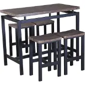 Poldimar Barset Mesin 120x60 met 4 barkrukken - bruin/zwart