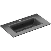 Saqu Fluente wastafel met 1 kraangat 81x46x1cm mat zwart