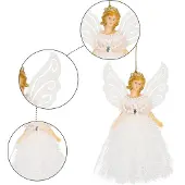 Springos Kersthanger | Engel | Kerstboomhanger | Wit | Glitters | 20 cm