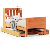 vidaXL Bed met boekenkast zonder matras grenenhout wasbruin 75x190 cm