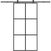 vidaXL Schuifdeur met beslagset 102x205 cm aluminium en ESG-glas