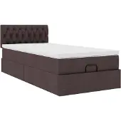 vidaXL Ottoman bed met matras 80x200cm stof donkerbruin